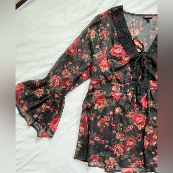 NWOT Torrid Babydoll Crochet Detail Lace-Up Blouse - Picture 9 of 16